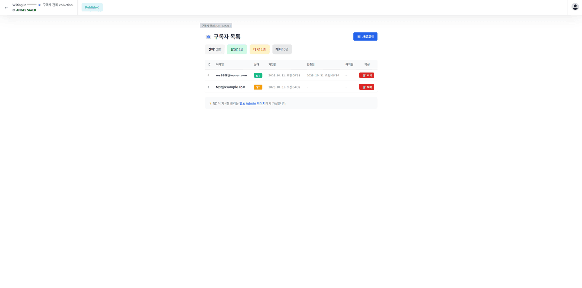 구독자 관리 화면