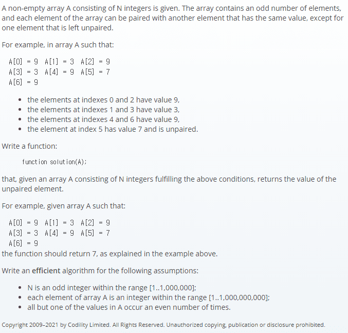 OddOccurrencesInArray