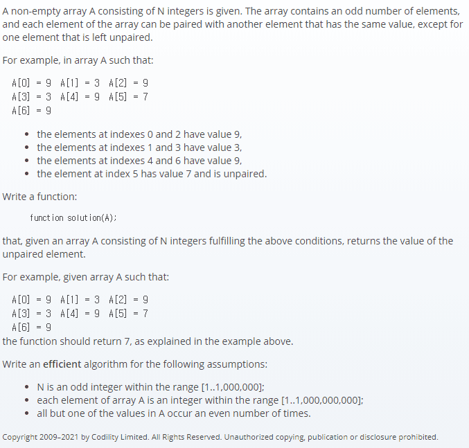 OddOccurrencesInArray